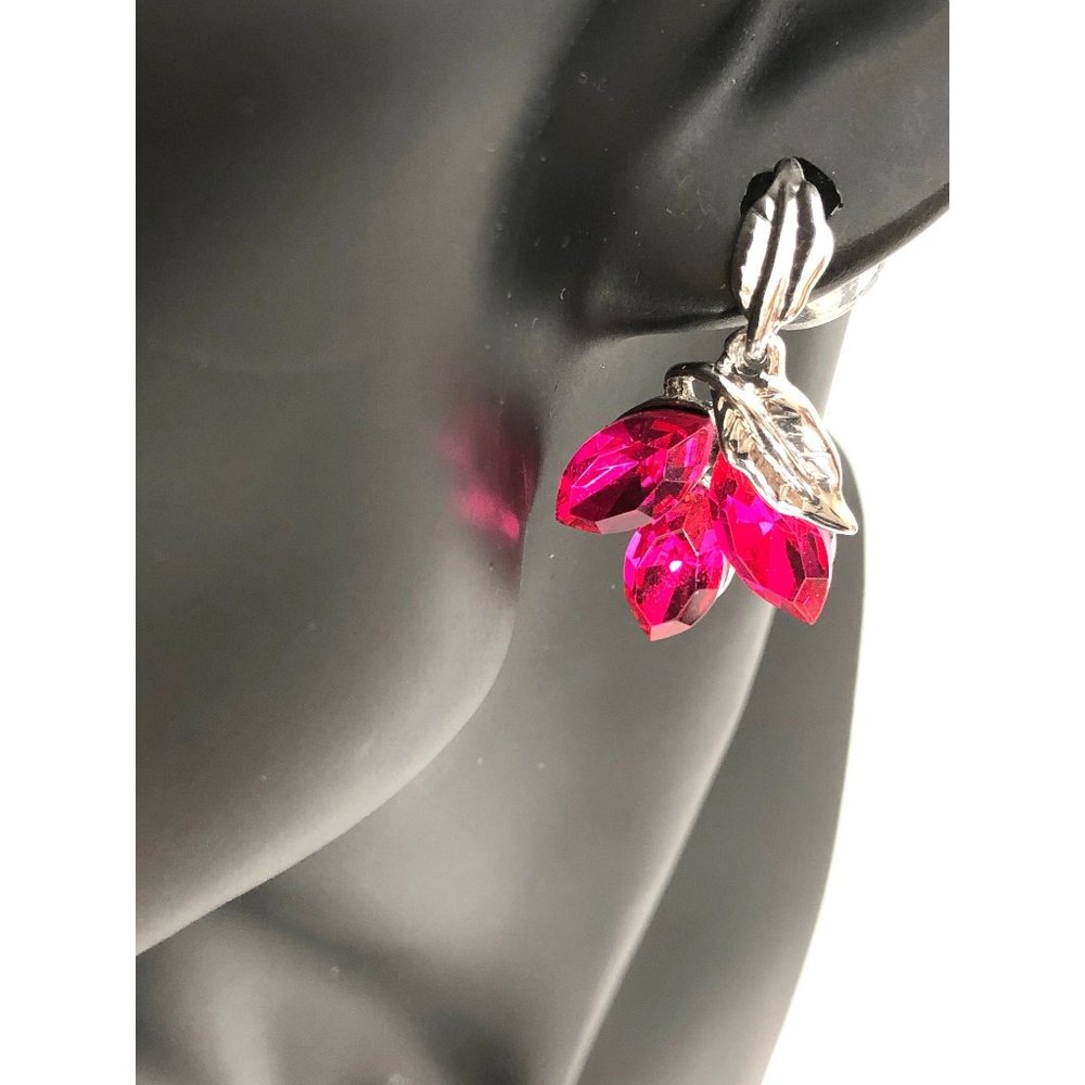 Fuchsia Crystal Pierced Earrings